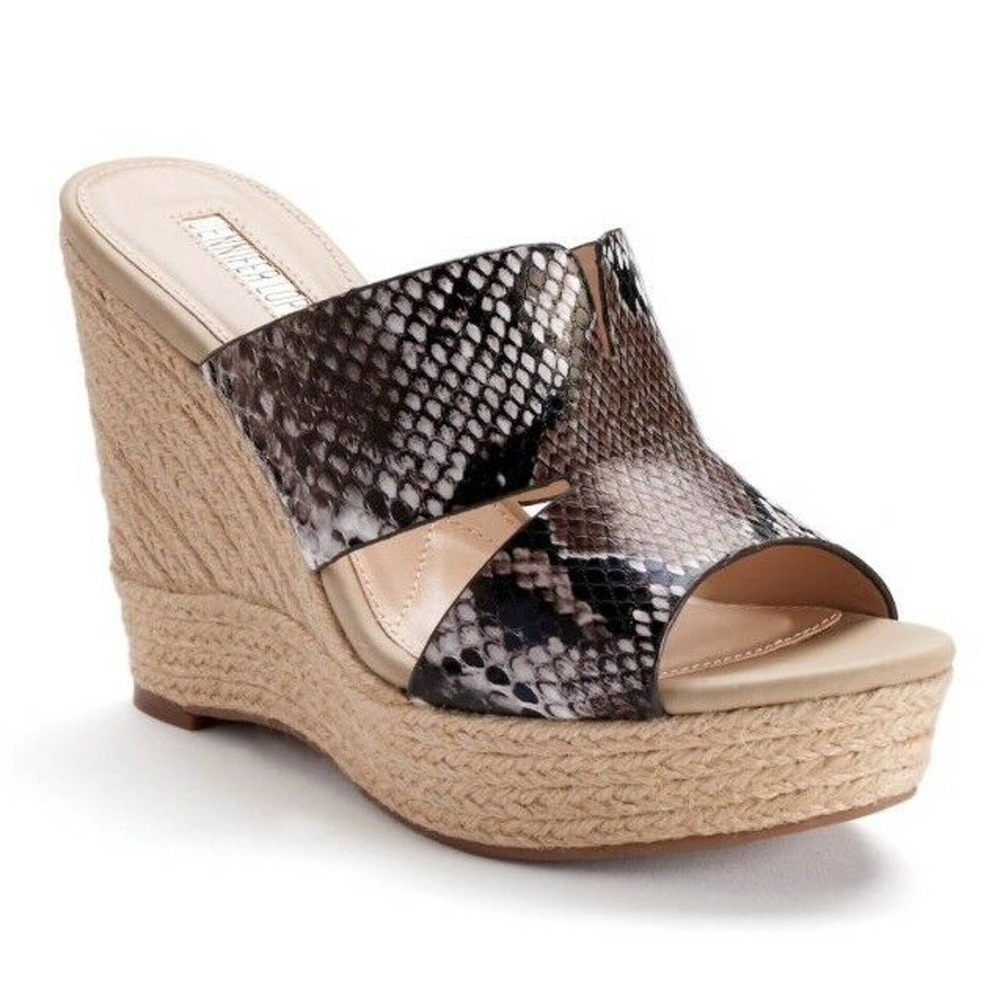 NEW‎ Womens Jennifer Lopez Suri Snake Print Espadrille Platform Wedge Sandals 10